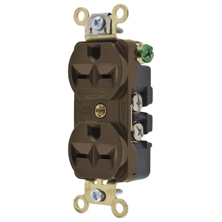 Hubbell Wiring Device-Kellems Straight Blade Receptacle, 6-15R, 15 A, 250V AC, 2 Pole, 3 Wire, Flush Mount, Grounded HBL5652